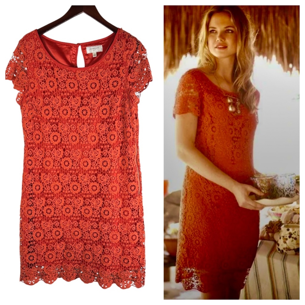 Anthropologie Moulinette Soeurs Horkelia Dress Sz 12 Lace Orange Violet Harmon - Picture 5 of 5